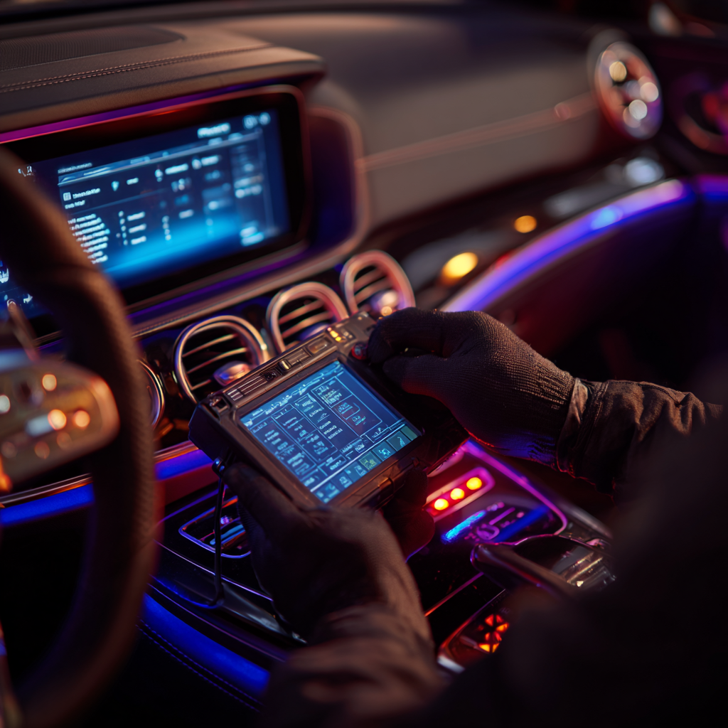 BCM module programming with diagnostic tool inside vehicle by Grand Prairie locksmith